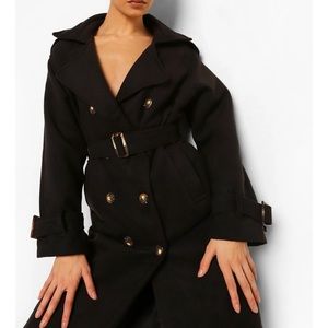 Belted wool look trench